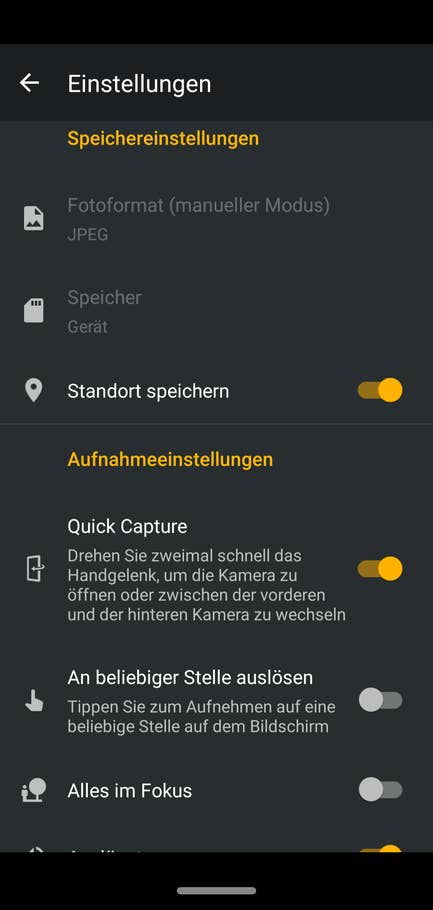 Die Kamera-Einstellungen des Motorola Moto G7 Plus