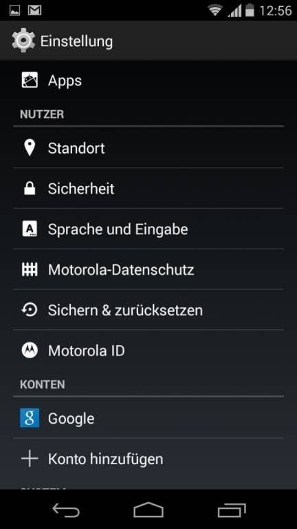 Motorola Moto G (2. Generation): Screenshots Android 4.4.4 und Nutzeroberfläche