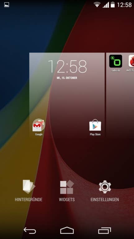 Motorola Moto G (2. Generation): Screenshots Android 4.4.4 und Nutzeroberfläche