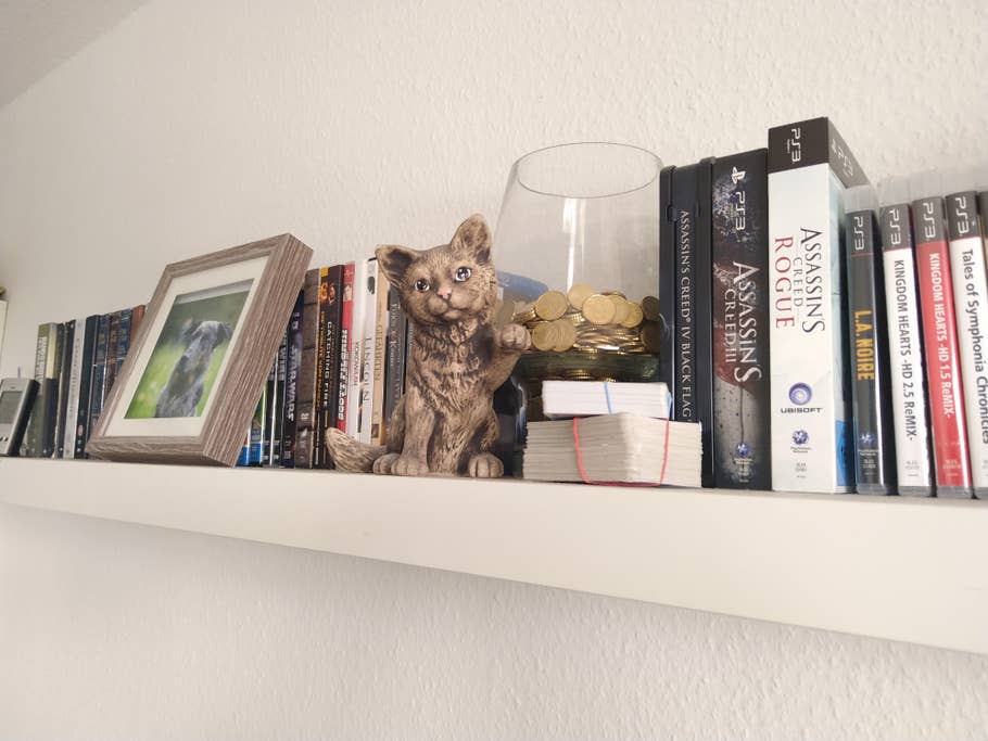 DVDs und weitere Details auf einem Regal