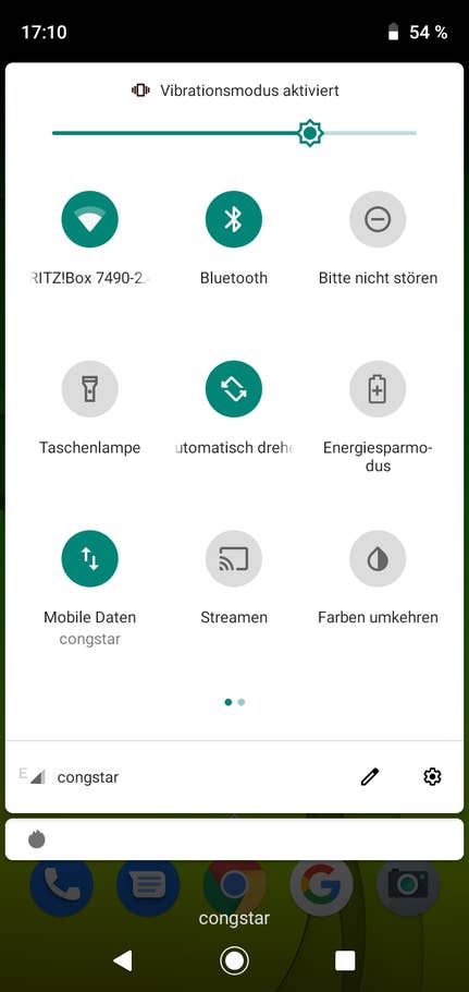 Das Menü des Moto G7 Power von Motorola.