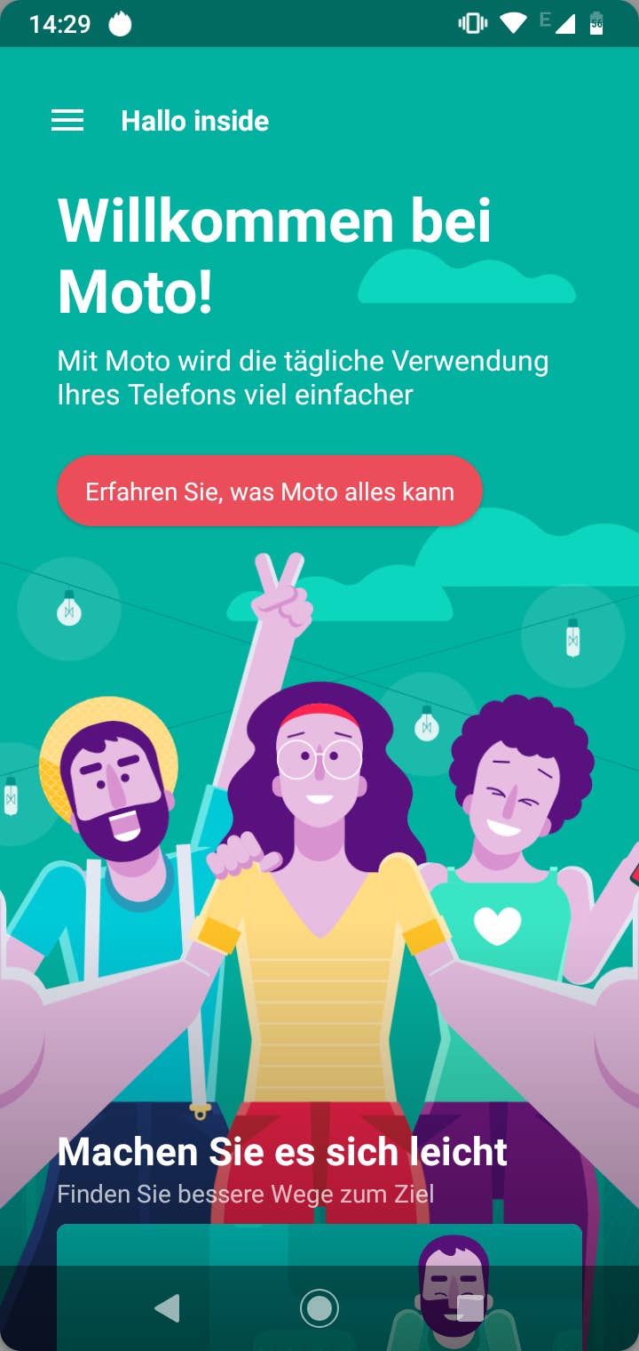 Die Moto-App des Moto G7 Power von Motorola.