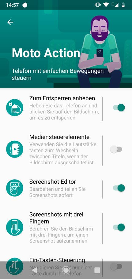 Die Moto-App des Moto G7 Power von Motorola.