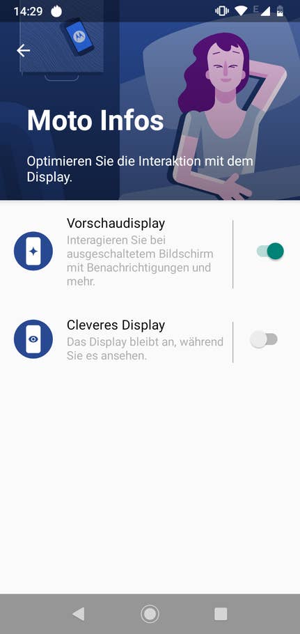 Die Moto-App des Moto G7 Power von Motorola.