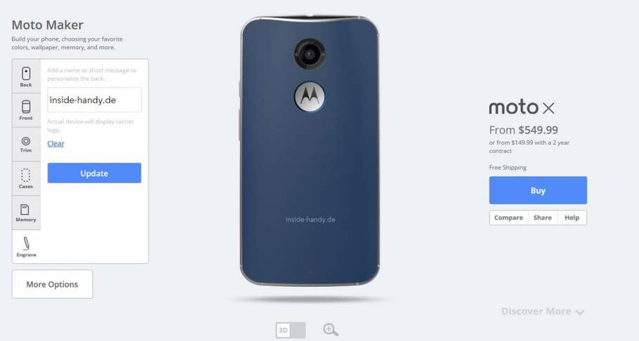 Motorola Moto X (2nd. Gen) im MotoMaker