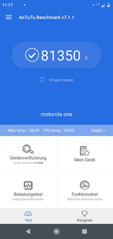 Benchmarkwerte Motorola One