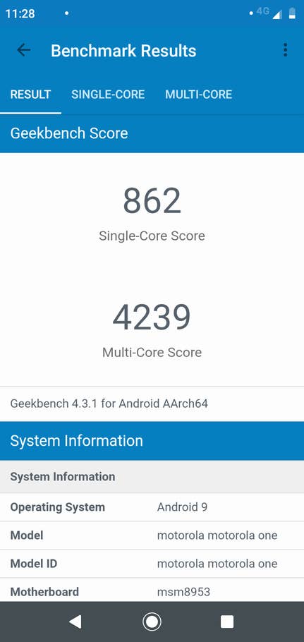 Benchmarkwerte Motorola One