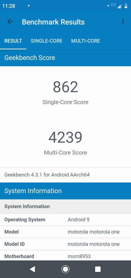 Benchmarkwerte Motorola One