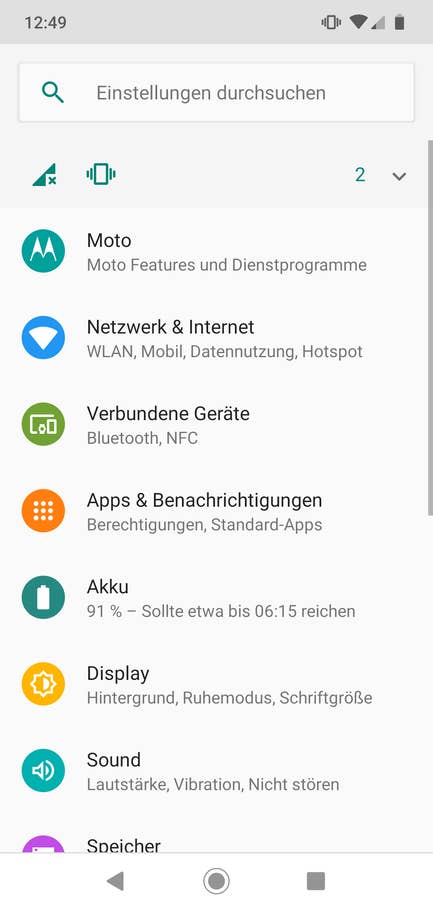 Motorola Moto G7 Einstellungen