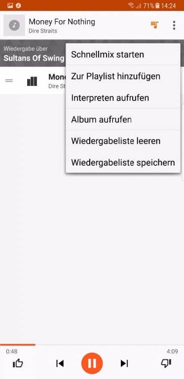 Musik-App des Samsung Galaxy Note 8