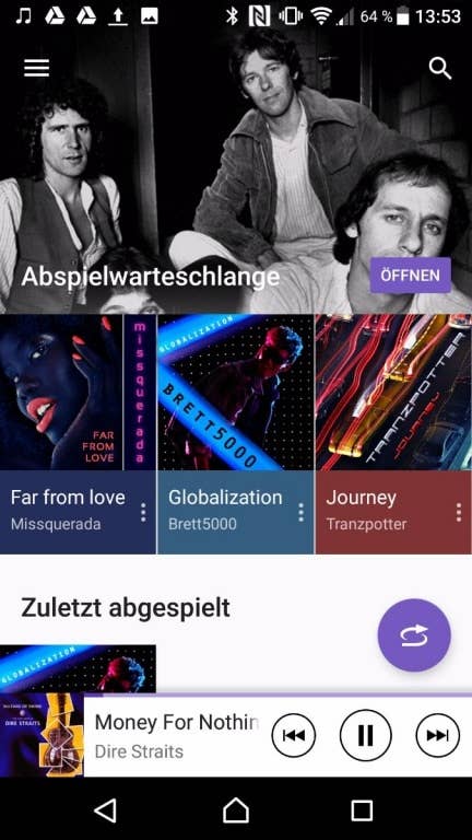 Musik-App des Sony Xperia XA1 Ultra