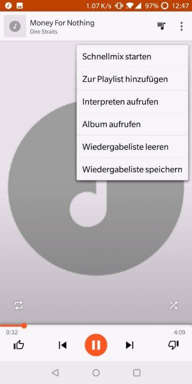 Musik-App und Einstellungen