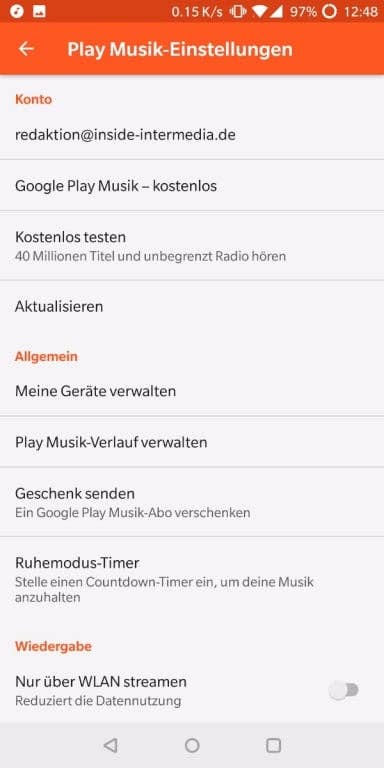 Musik-App und Einstellungen