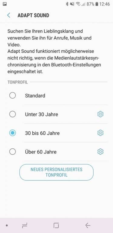 Musik-Einstellungen des Galaxy A6