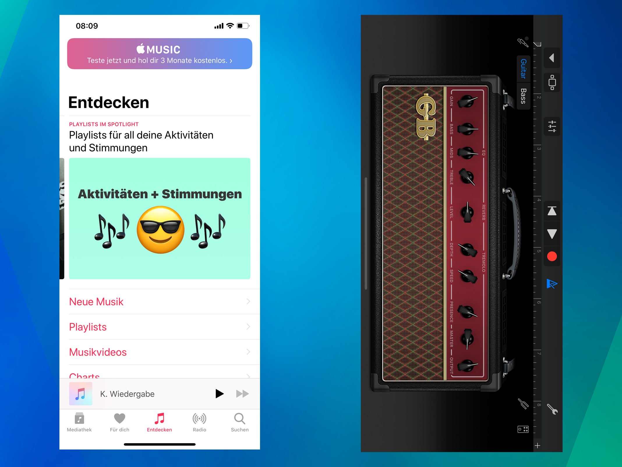 Garage Band und iTunes auf dem iPhone XS Max