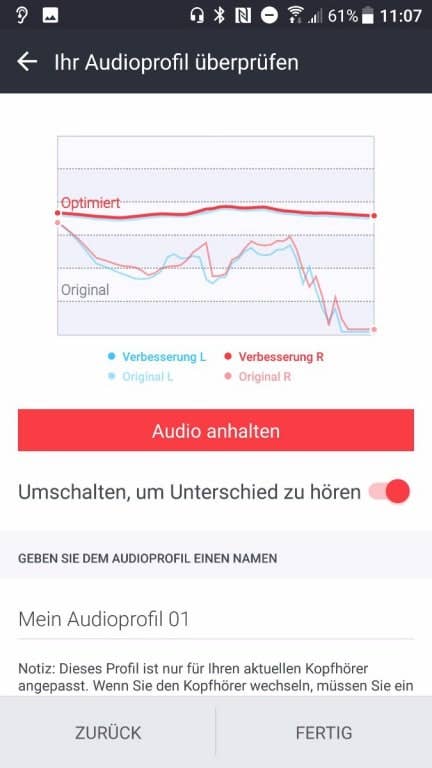 Musikplayer und Audioeinstellungen im HTC U11