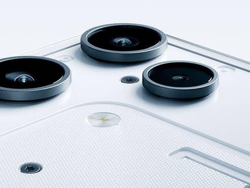 Nahaufnahme der Kamera des Nothing Phone 3a Lite