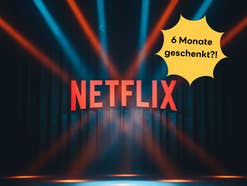 Netflix-Logo daneben die Frage, ob man das Abo derzeit sechs Monate geschenkt bekommt.