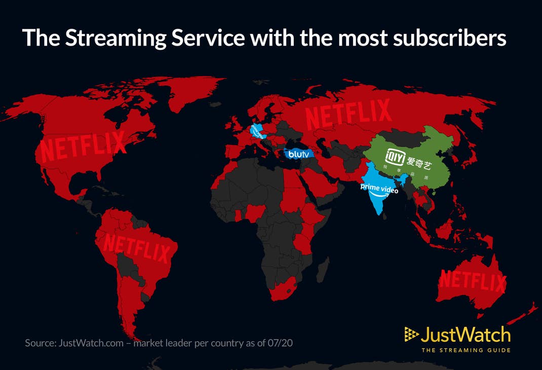 Weltkarte: Amazon Prime vs. Netflix