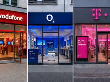 Bilder der Shops von Telekom, Vodafone und O2