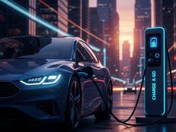 E-Auto an einer Ladesäule.