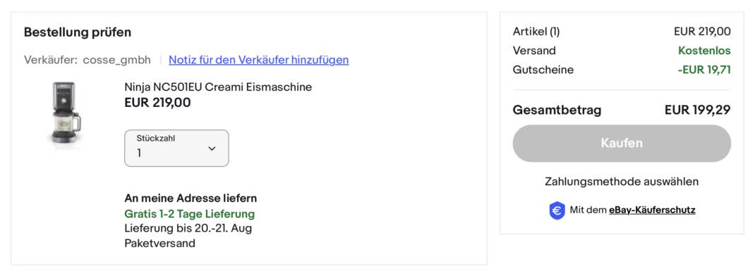 Ninja Eismaschine bei eBay