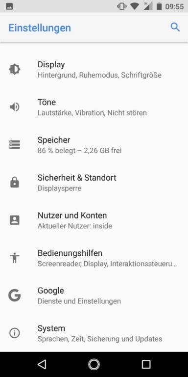 Nokia 3.1 im Test: Menü und Einstellungen
