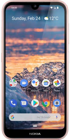 Das Nokia 4.2 in Beige in der Frontalansicht