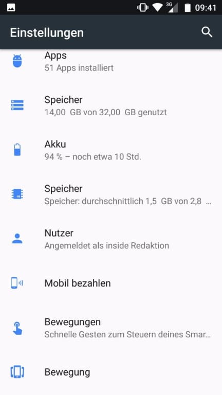 Nokia 6 im Test: Menü