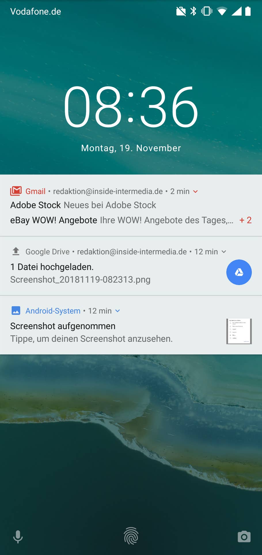 Screenshot des Haupt-Displays des Nokia 7.1