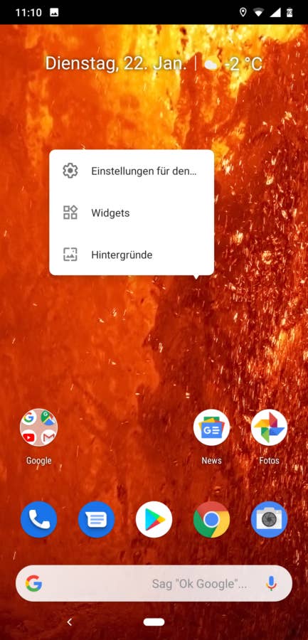 Das Menü des Nokia 8.1