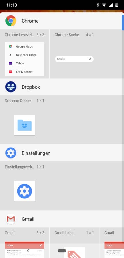 Das Menü des Nokia 8.1