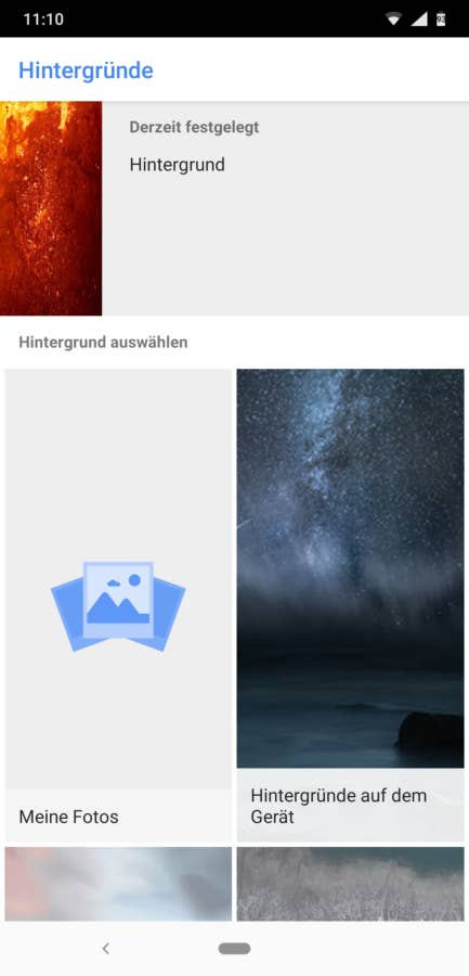 Das Menü des Nokia 8.1