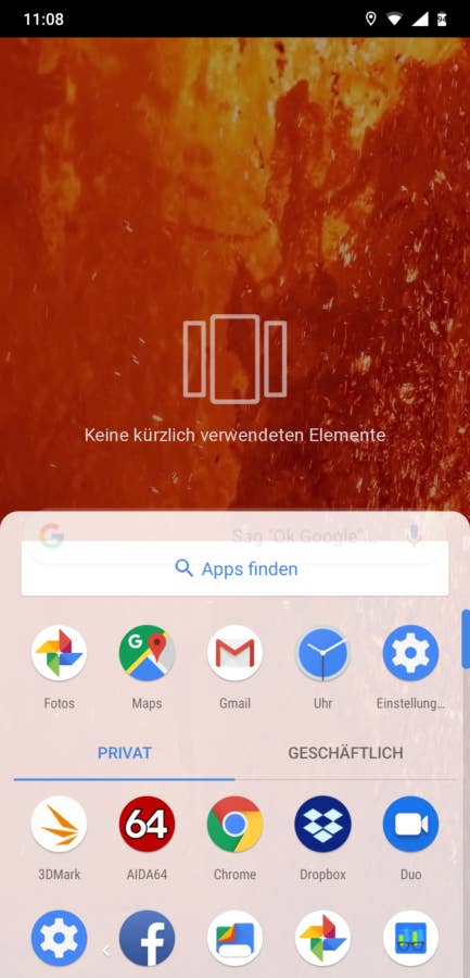 Das Menü des Nokia 8.1