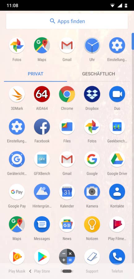 Das Menü des Nokia 8.1