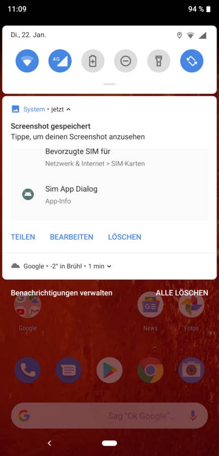 Das Menü des Nokia 8.1