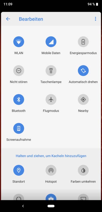 Das Menü des Nokia 8.1