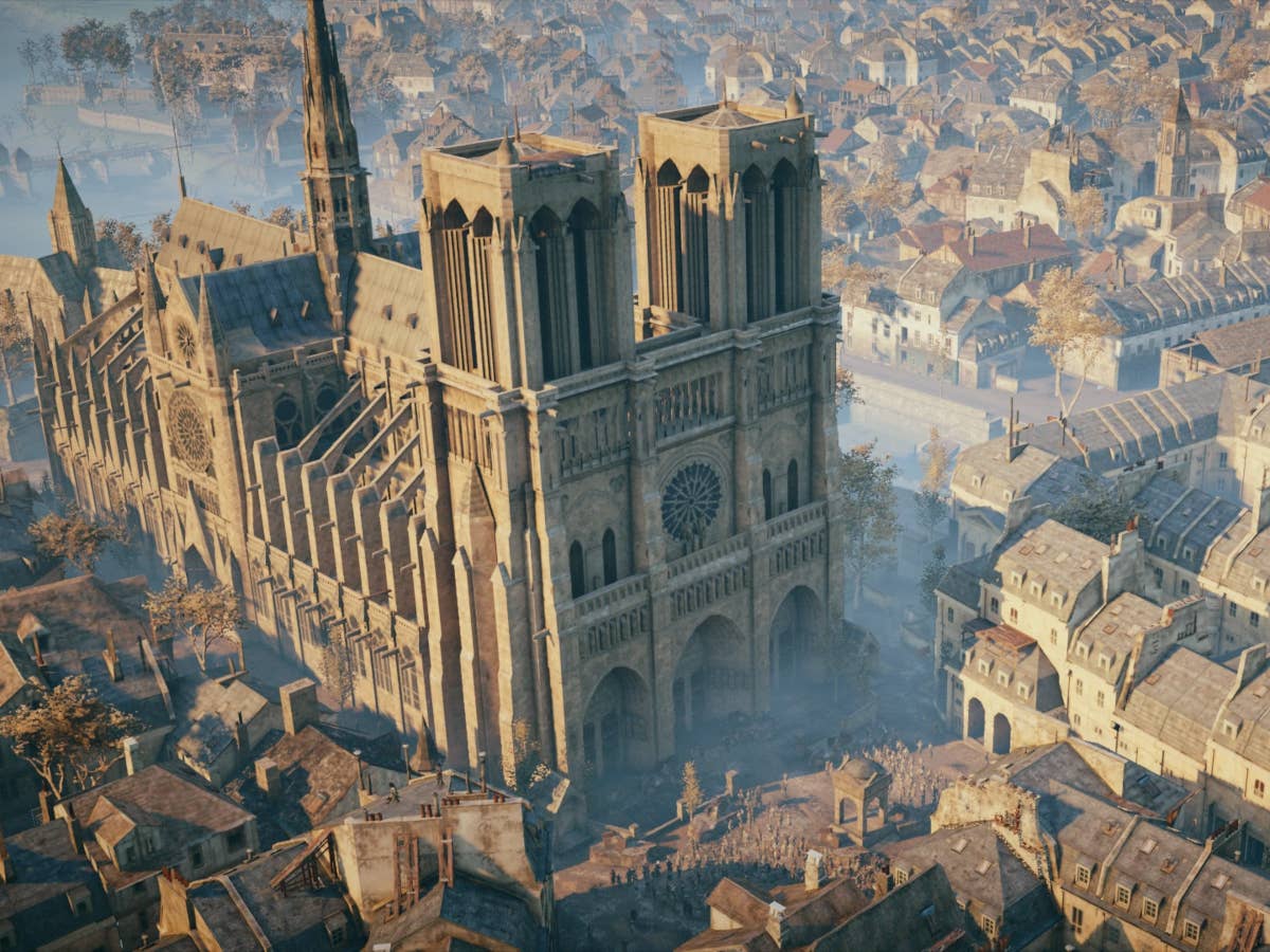 Das Bild zeigt die Notre Dame im Spiel Asssasin's Creed.