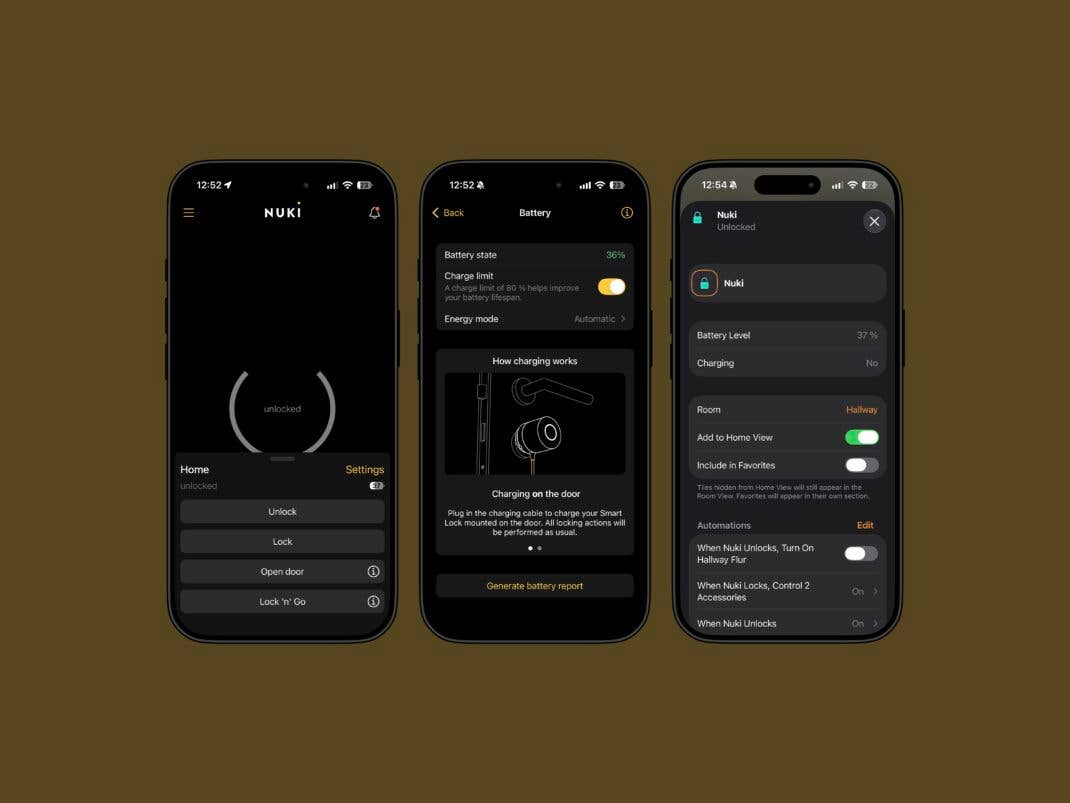 Screenshots aus der Nuki-App