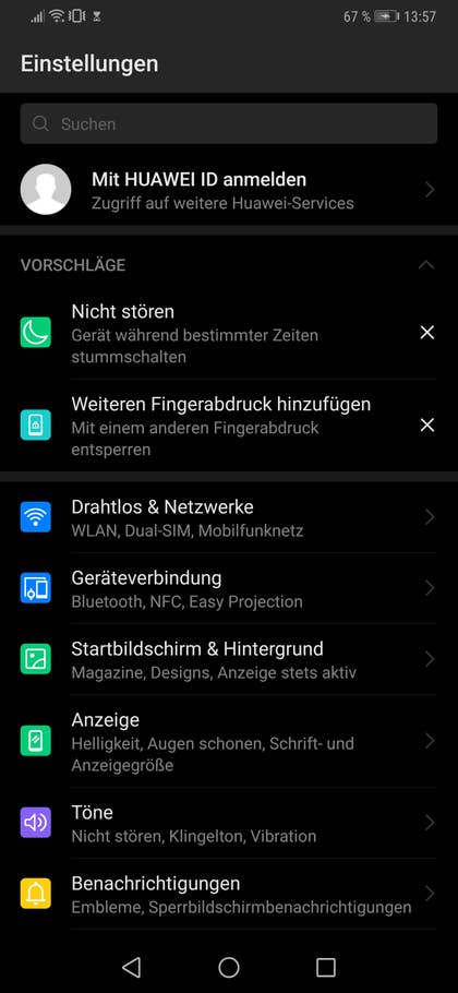 Nutzeroberfläche des Huawei Mate 20 Pro