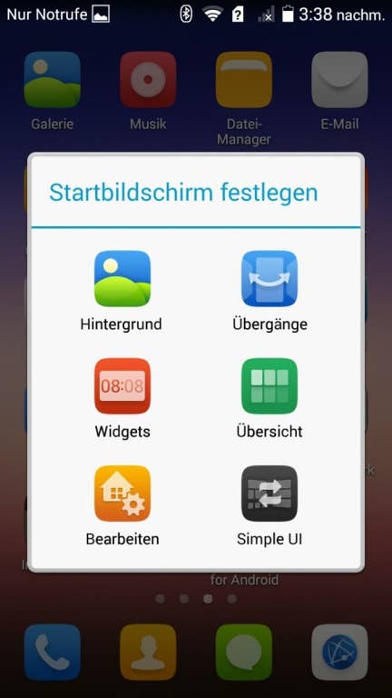 Nutzeroberfläche des Huawei Ascend G620S