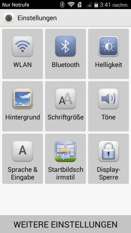 Nutzeroberfläche des Huawei Ascend G620S
