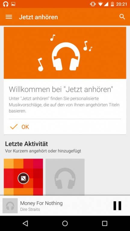Nutzeroberfläche des Nexus 6