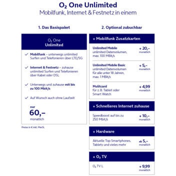 O2 One Tariftabelle