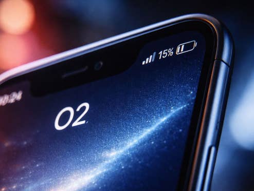 Ein Smartphone mit O2 Logo