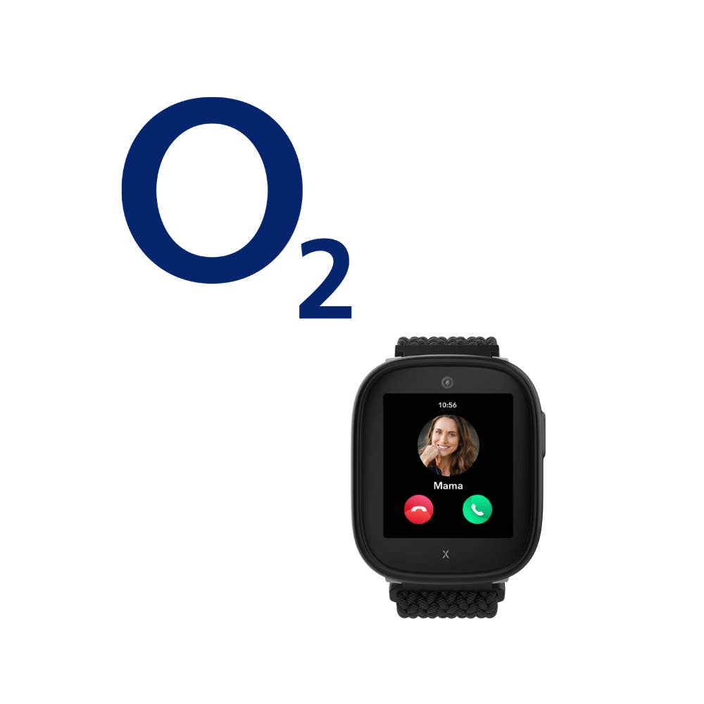 O2 Logo und Xplora X6 Play Smartwatch
