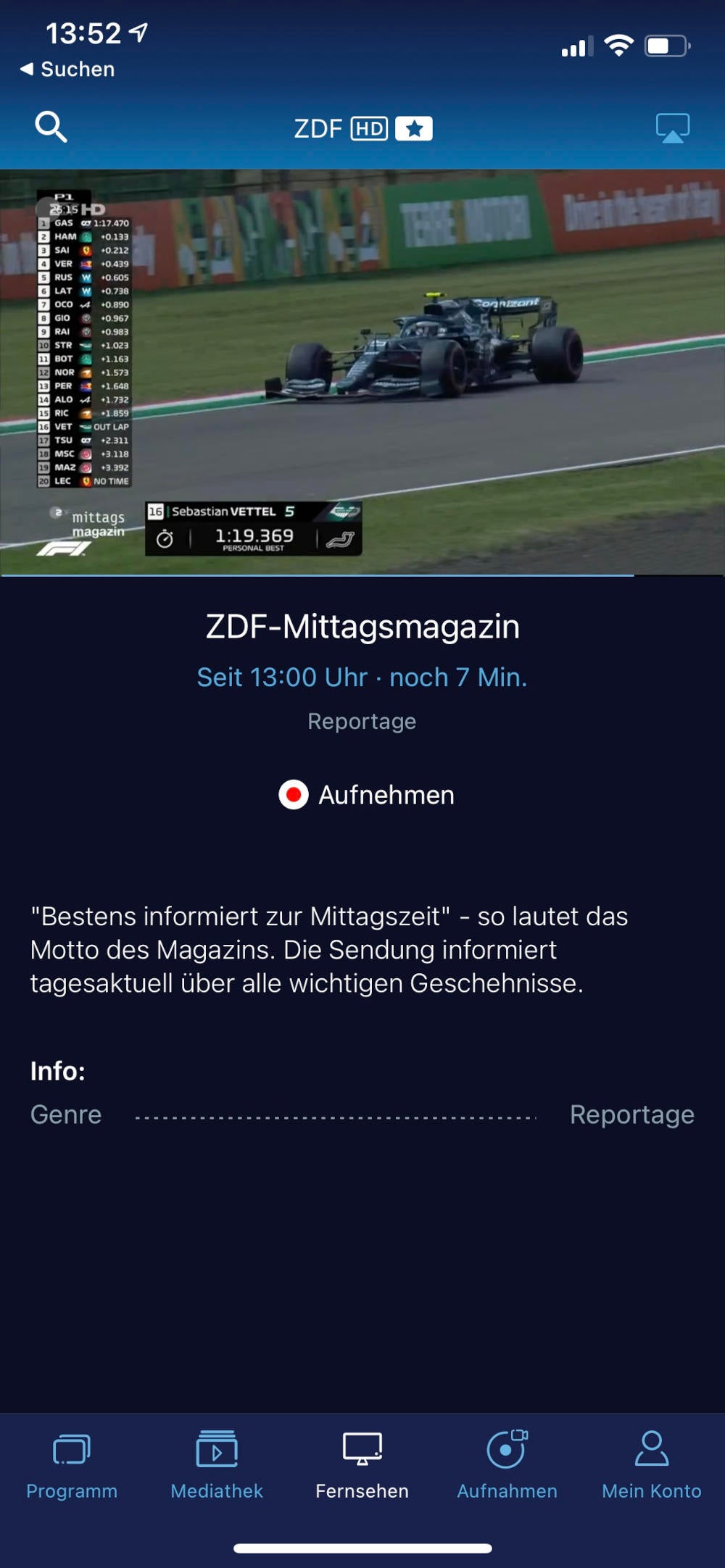 O2 TV App auf iPhone