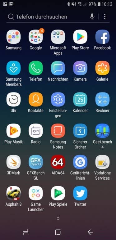 Oberflächen und Menüs des Galaxy A6