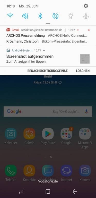 Oberflächen und Menüs des Galaxy A6