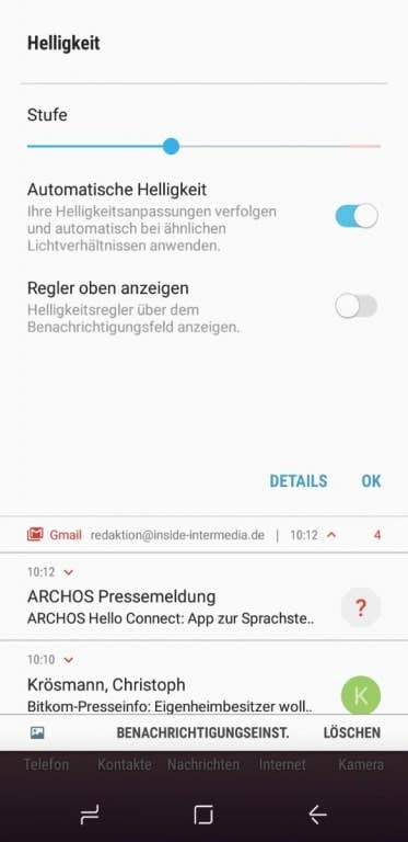 Oberflächen und Menüs des Galaxy A6